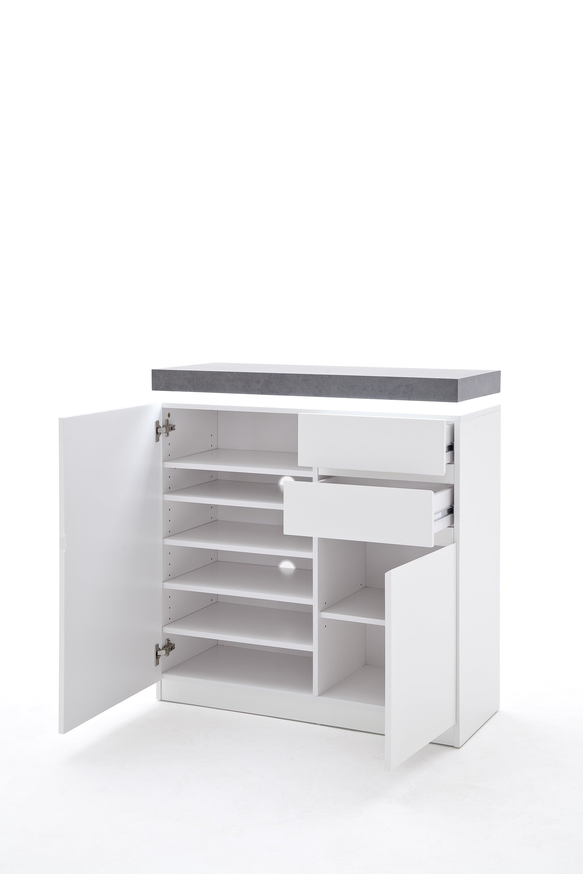 Set de mobila hol din MDF, cu LED inclus, 5 piese, Atlanta Alb / Gri inchis (9)