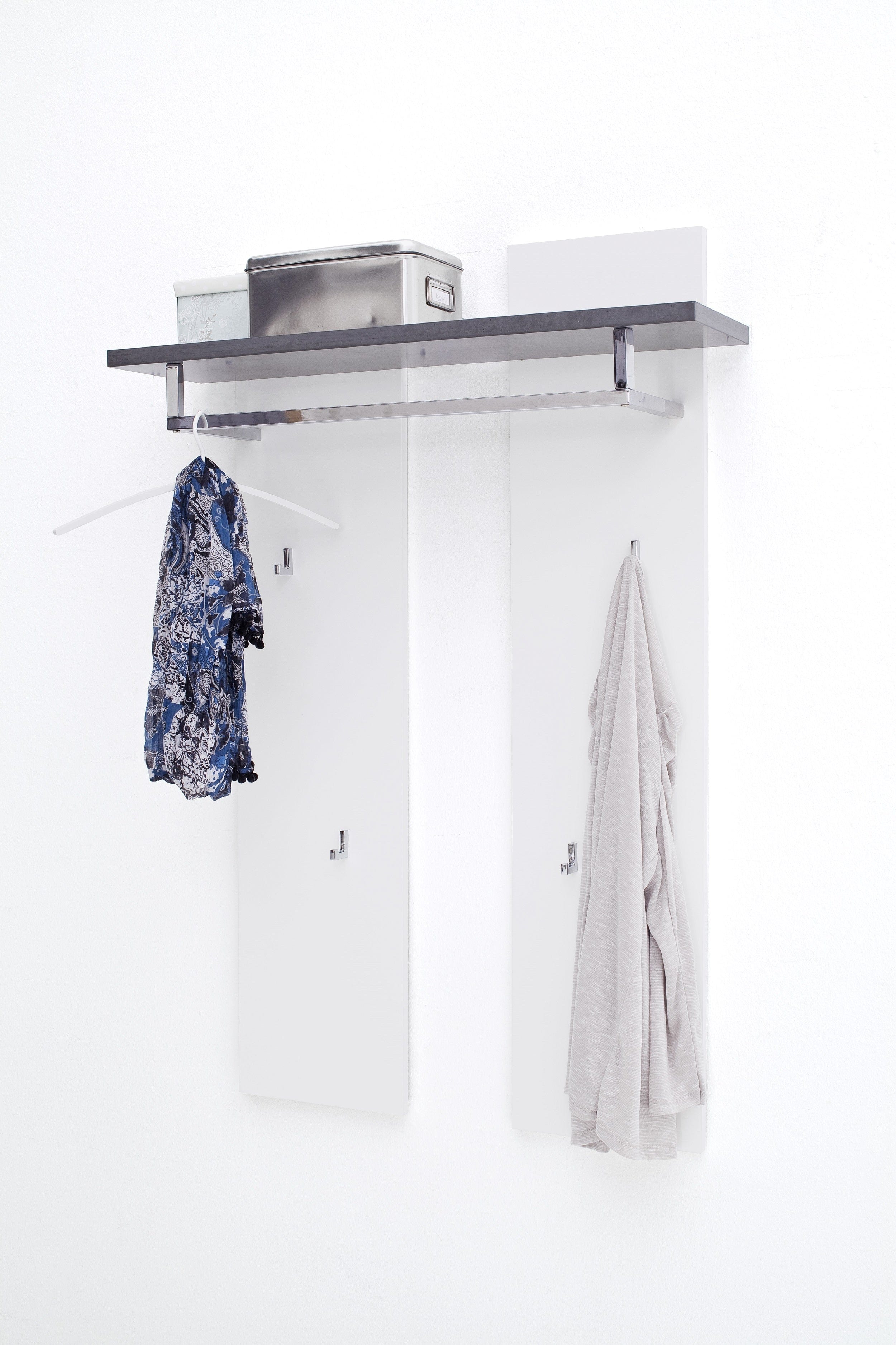 Set de mobila hol din MDF, cu LED inclus, 5 piese, Atlanta Alb / Gri inchis (13)