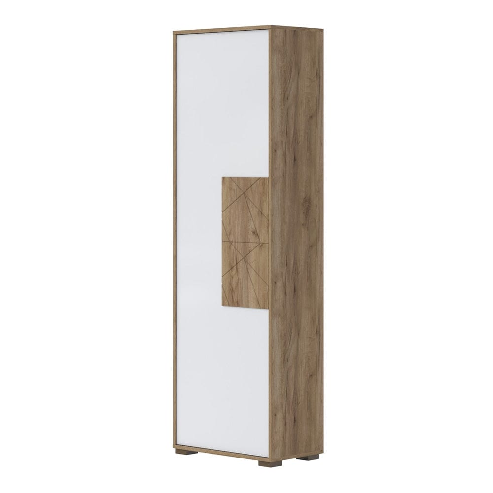 Set de mobila hol din pal si MDF, 4 piese, Stela II Alb / Stejar Tobacco (2)