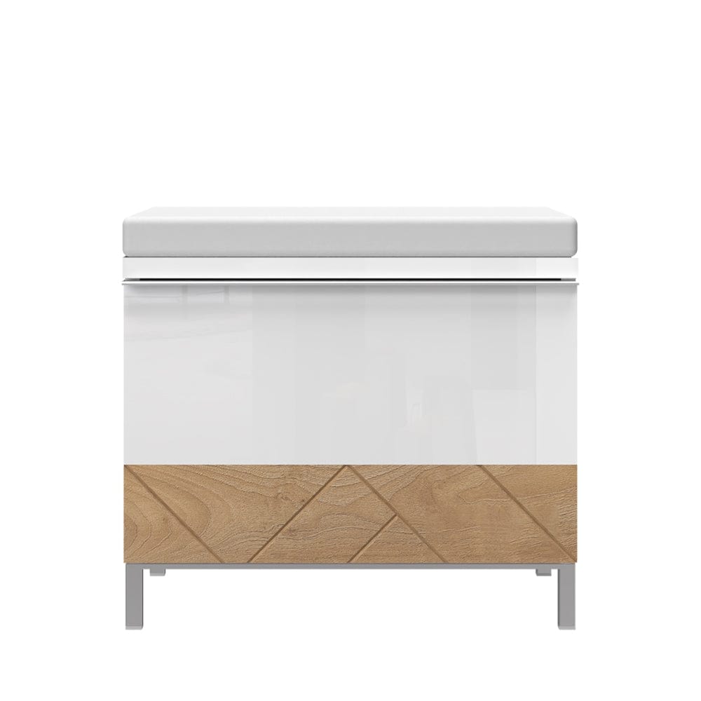 Set de mobila hol din pal si MDF, 5 piese, Avis Alb / Nuc Pacific (5)