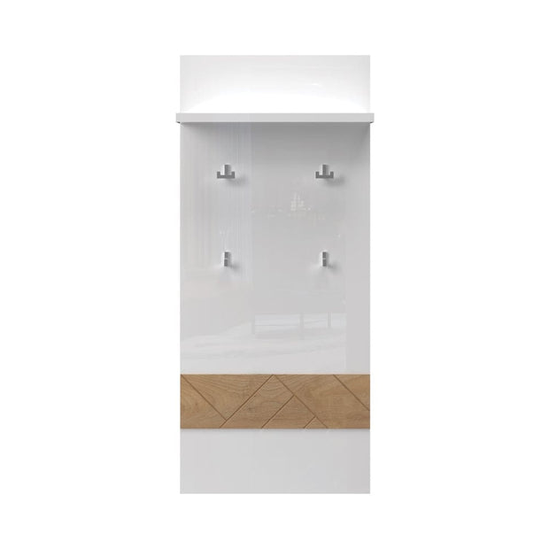 Set de mobila hol din pal si MDF, 5 piese, Avis Alb / Nuc Pacific (6)