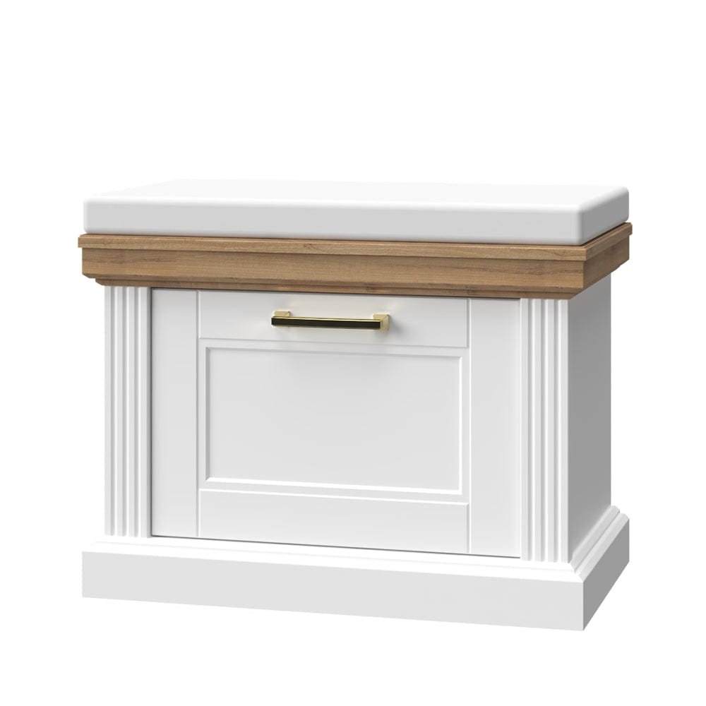 Set de mobila hol din pal si MDF, 5 piese, Tara Alb Mat / Nuc Pacific (5)