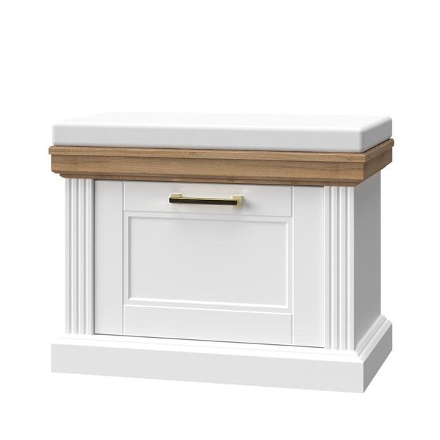 Set de mobila hol din pal si MDF, 5 piese, Tara Alb Mat / Nuc Pacific (5)