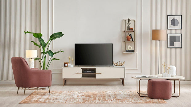 Dogtas Set de mobila living din pal, 2 piese, Nicole Small Crem