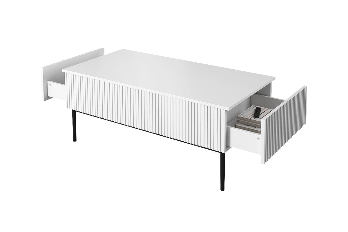 Set de mobila living din pal, MDF si metal, 4 piese, Nicole Big Alb / Negru (5)