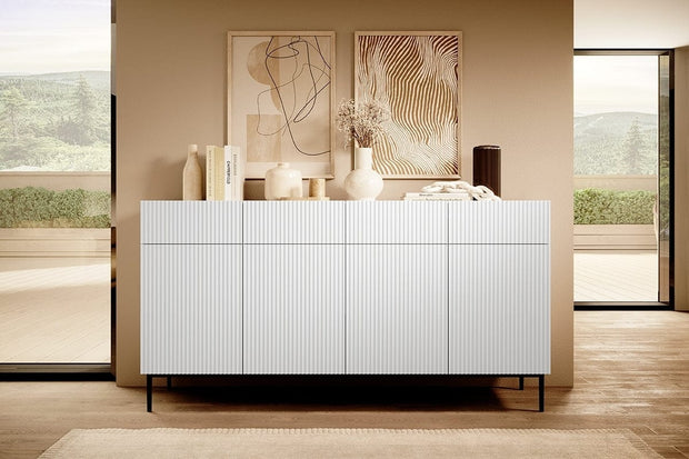 Set de mobila living din pal, MDF si metal, 4 piese, Nicole Big Alb / Negru (7)