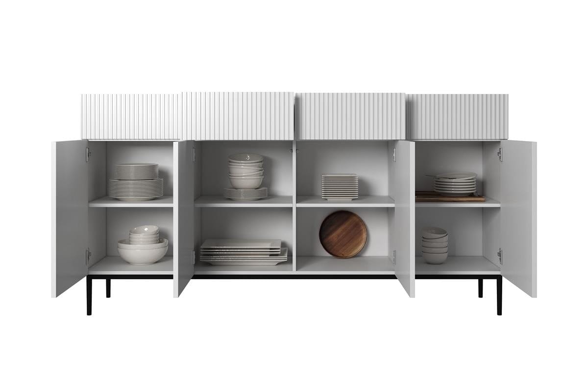 Set de mobila living din pal, MDF si metal, 4 piese, Nicole Big Alb / Negru (8)