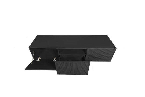 Set de mobila living din pal, MDF si metal, 4 piese, Nicole Blacky Big Negru / Auriu (11)