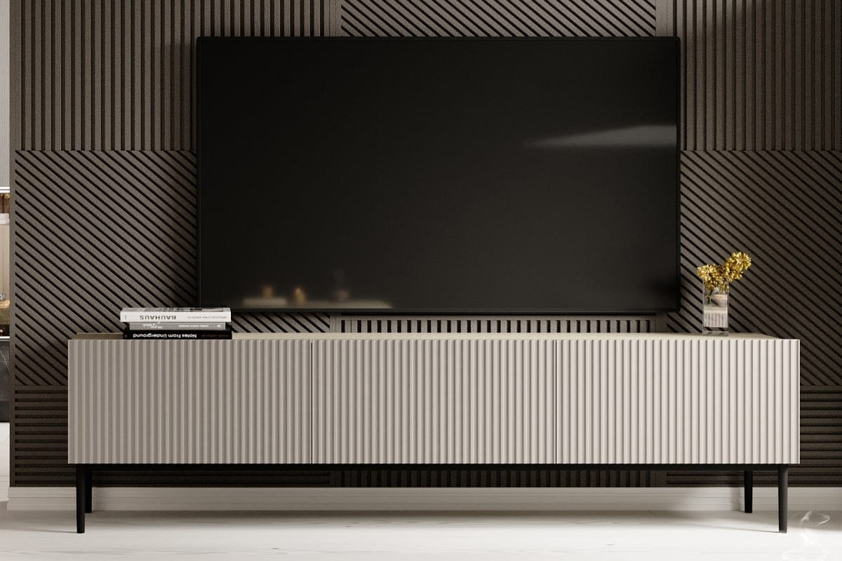 Bogart Set de mobila living din pal, MDF si metal, 4 piese, Nicole Crem / Negru