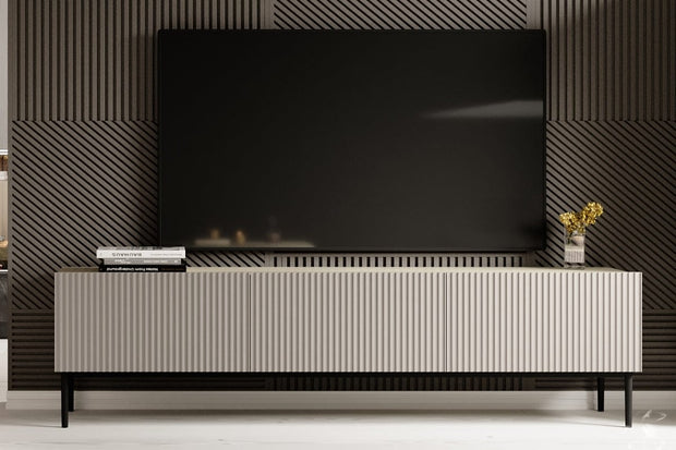 Bogart Set de mobila living din pal, MDF si metal, 4 piese, Nicole Crem / Negru