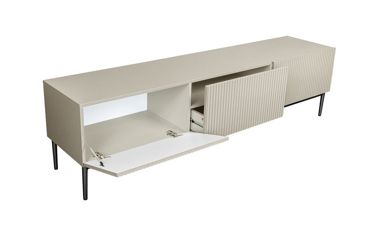 Bogart Set de mobila living din pal, MDF si metal, 4 piese, Nicole Crem / Negru