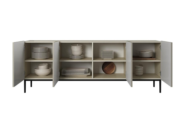 Set de mobila living din pal, MDF si metal, 4 piese, Nicole Crem / Negru (7)