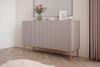 Set de mobila living din pal, MDF si metal, 4 piese, Nicole Slim Roz Antic / Auriu (4)