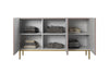 Set de mobila living din pal, MDF si metal, 4 piese, Nicole Slim Roz Antic / Auriu (5)