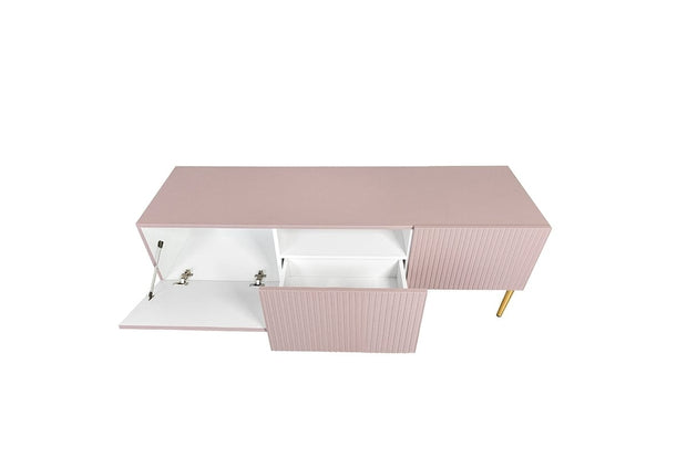 Set de mobila living din pal, MDF si metal, 4 piese, Nicole Slim Roz Antic / Auriu (8)