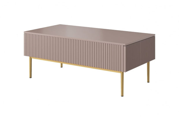Set de mobila living din pal, MDF si metal, 4 piese, Nicole Slim Roz Antic / Auriu (10)
