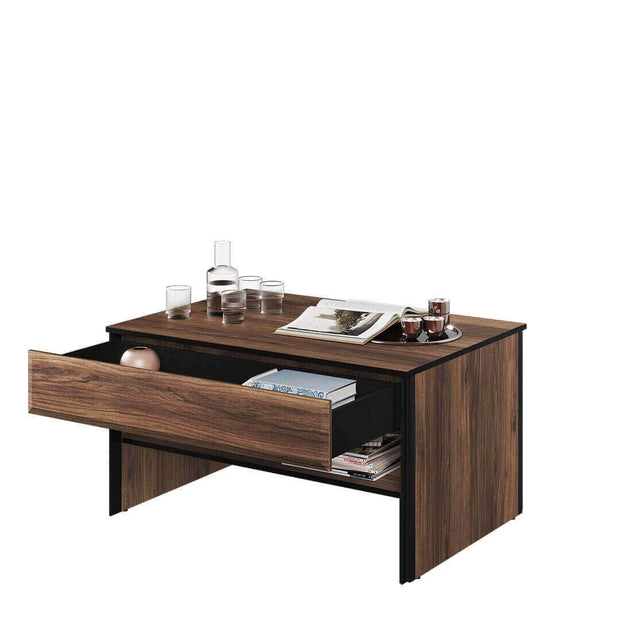 Lenart Set de mobila living din pal, metal si sticla, 6 piese, Borga Stejar Catania / Negru