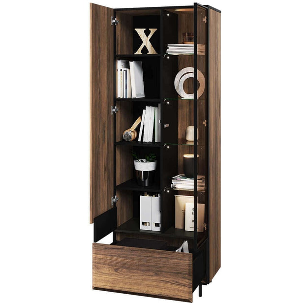 Set de mobila living din pal, metal si sticla, 6 piese, Borga Stejar Catania / Negru (9)