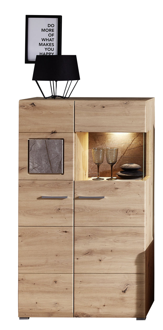 Innostyle Set de mobila living din pal si MDF, 4 piese Skylar Stejar