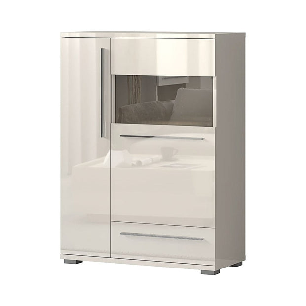 Set de mobila living din pal si MDF, cu LED inclus, 6 piese Piano II Bej (5)