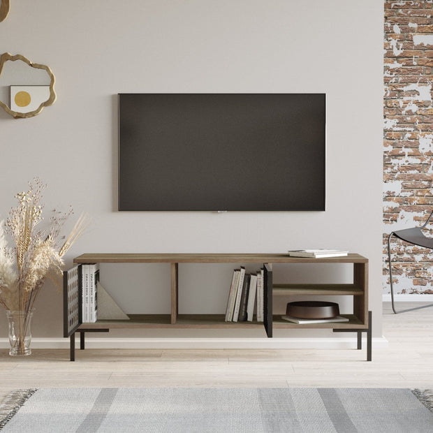 Asir Set de mobila living din pal si metal, 2 piese, Neo NE5-CU Maro / Negru