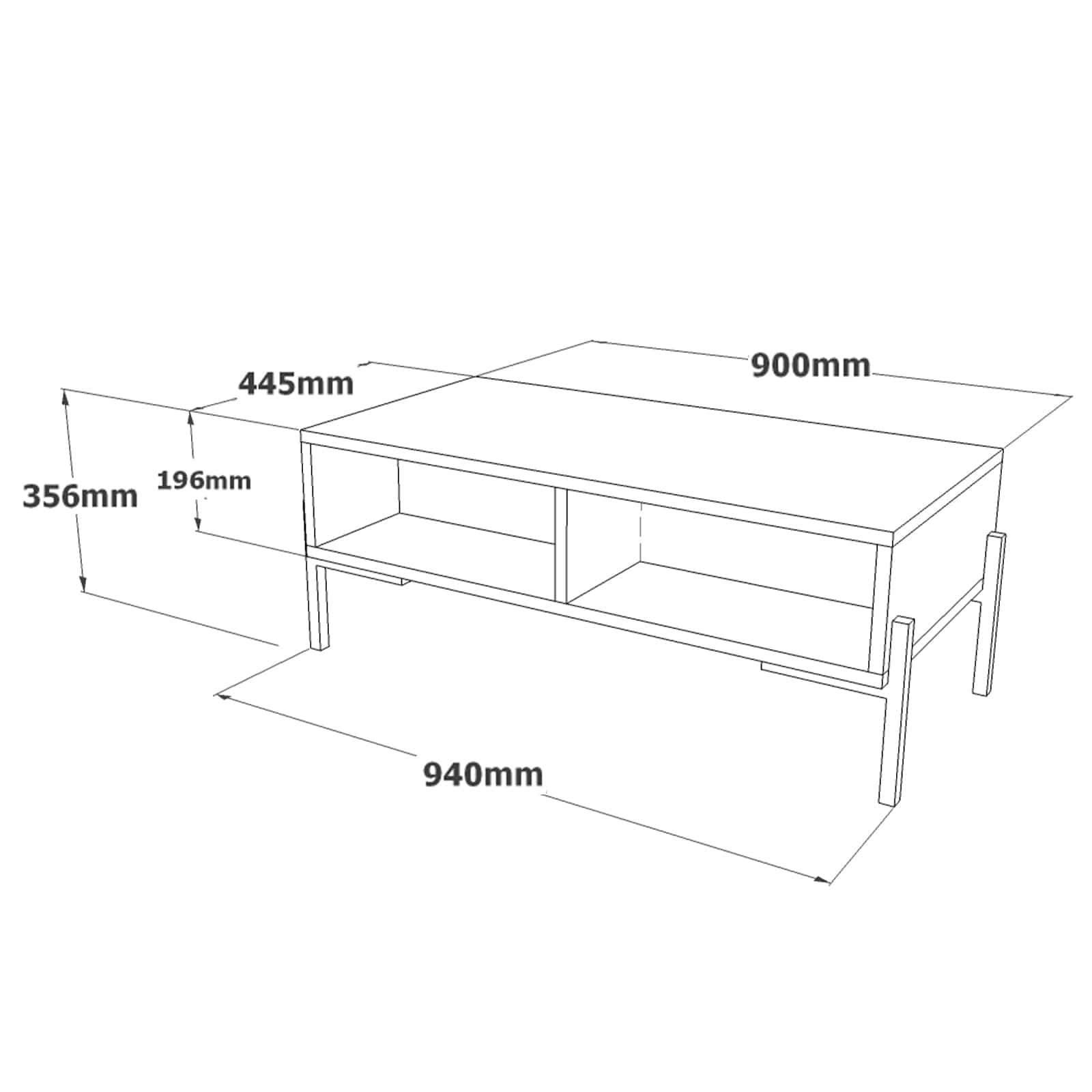 Asir Set de mobila living din pal si metal, 2 piese, Neo NE5-CU Maro / Negru