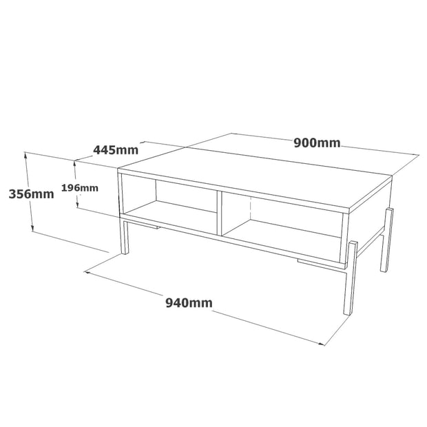 Asir Set de mobila living din pal si metal, 2 piese, Neo NE5-CU Maro / Negru