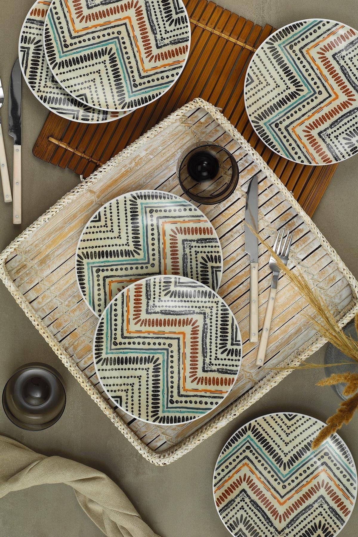 Asir Set farfurii desert din portelan, Augustina Multicolor, Ø21 cm, 6 piese