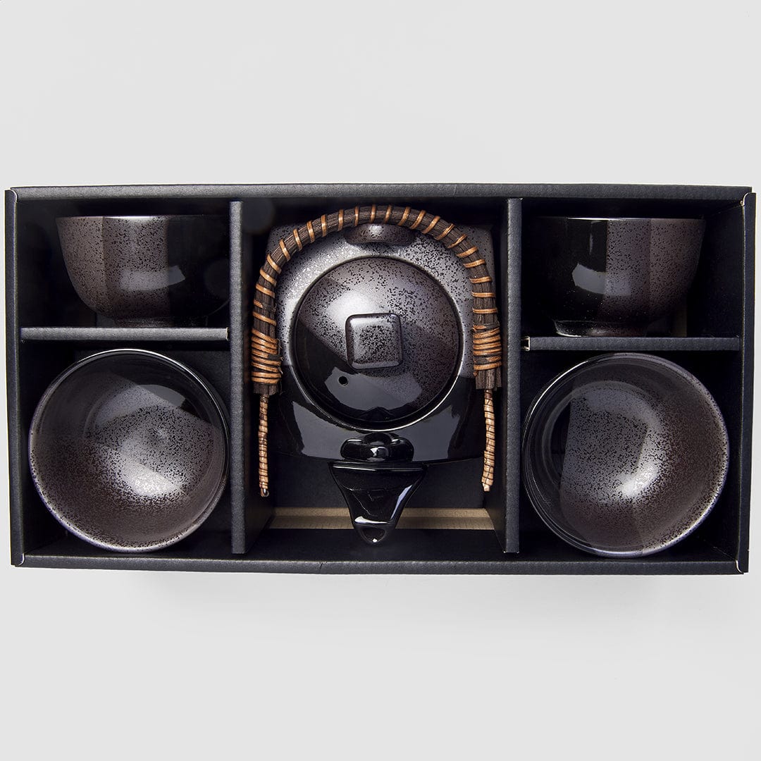 Set japonez pentru servire ceai, din ceramica,  Gunmetal Negru, 5 piese (3)
