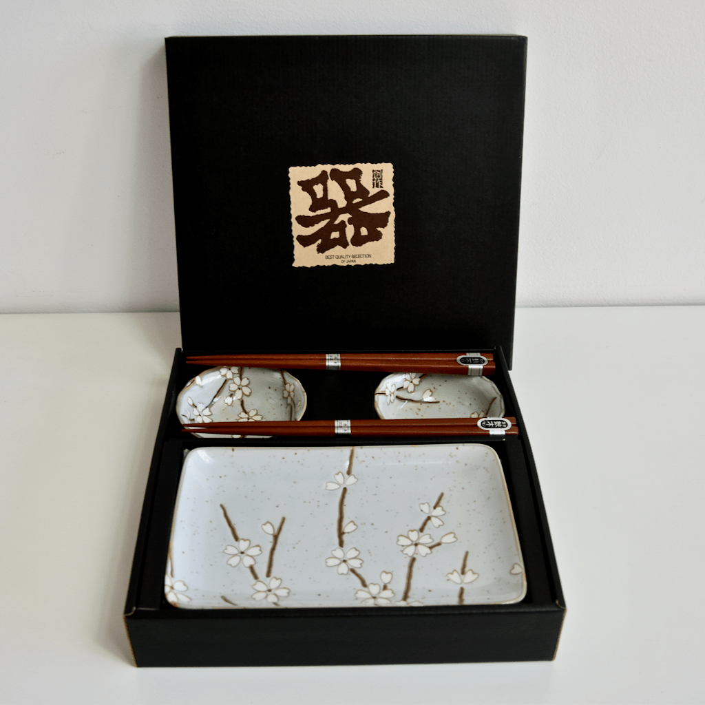 Set japonez pentru servire sushi, din ceramica, Petals Gri, 4 piese (3)