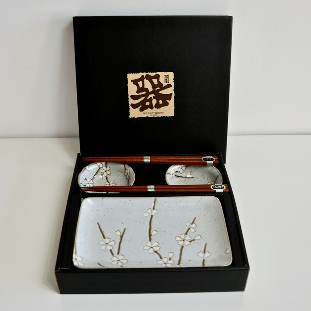 Set japonez pentru servire sushi, din ceramica, Petals Gri, 4 piese (3)