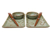 Set japonez pentru servire sushi, din ceramica, Stylized Flowers Verde, 4 piese (1)