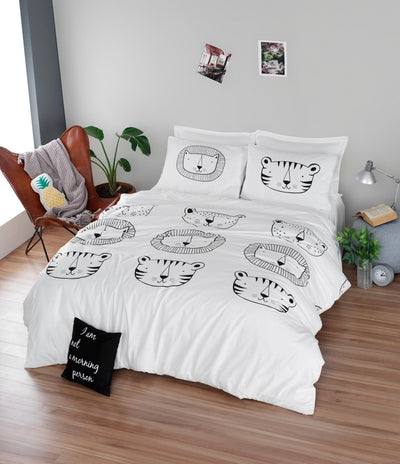 Set lenjerie pentru copii, din bumbac, 3 piese, Compari Multicolor, 200 x 220 cm