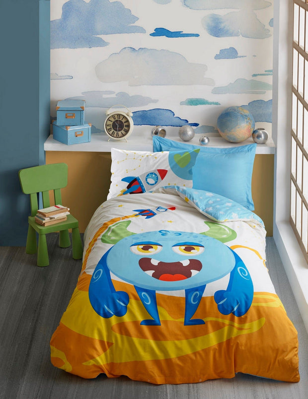 Asir Set lenjerie pentru copii, din bumbac, 3 piese, Giant Multicolor, 160 x 220 cm