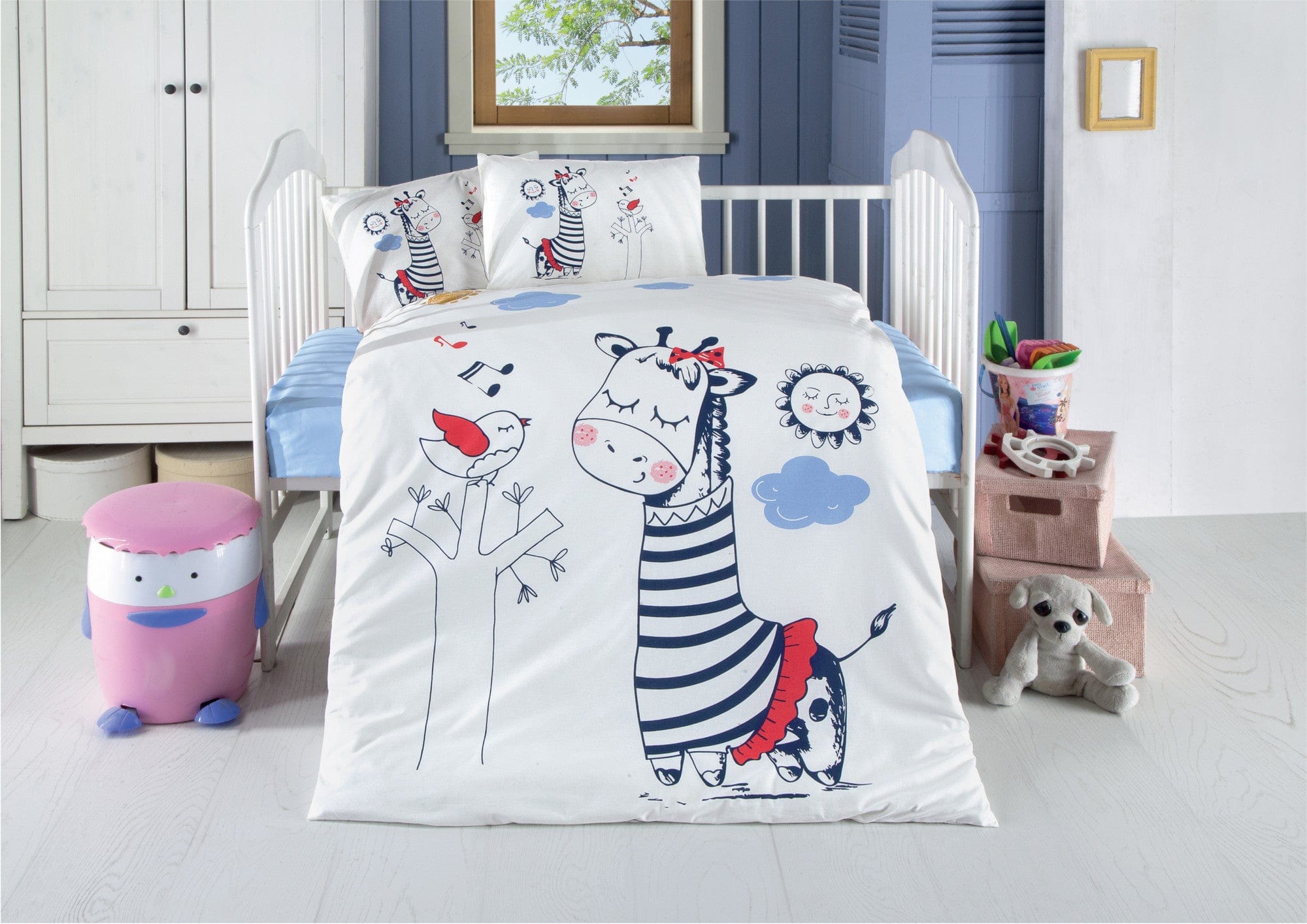 Asir Set lenjerie pentru copii, din bumbac, 4 piese, Melodi Multicolor, 100 x 150 cm