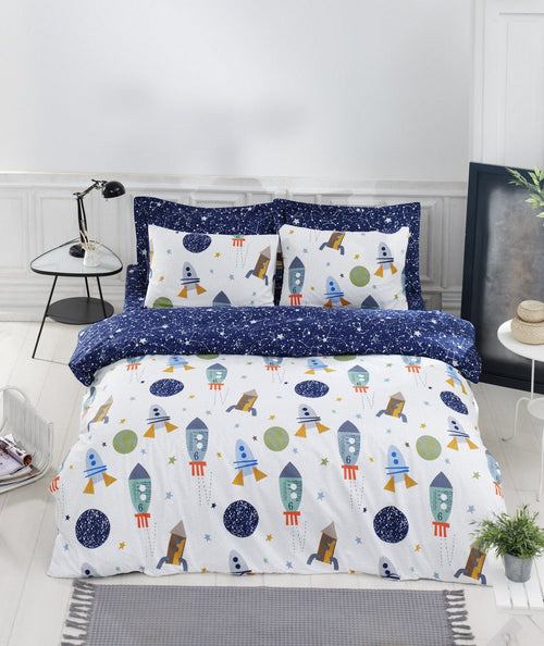 Asir Set lenjerie pentru copii, din bumbac, 4 piese, Spacex Multicolor, 200 x 220 cm