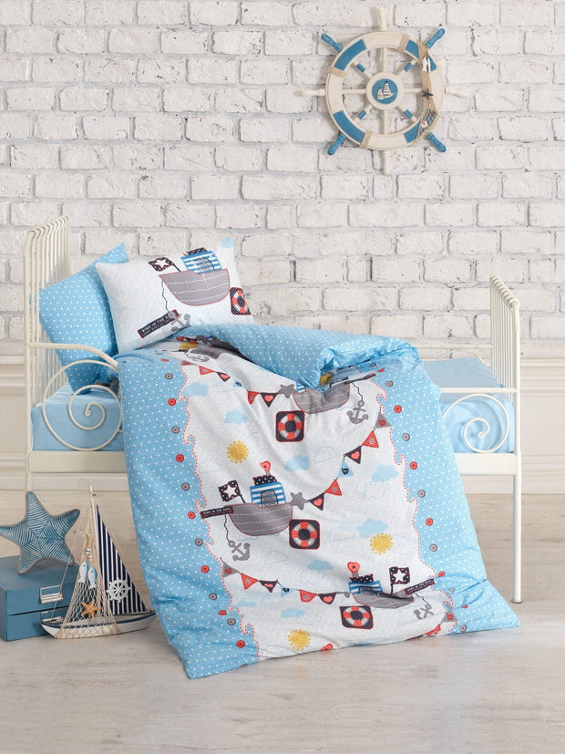 Asir Set lenjerie pentru copii, din bumbac Ranforce, 4 piese, Gemici Multicolor, 100 x 150 cm