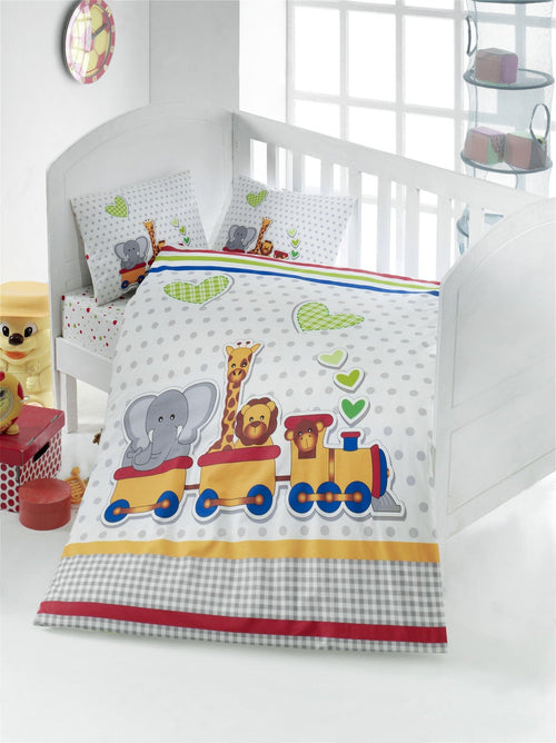 Asir Set lenjerie pentru copii, din bumbac Ranforce, 4 piese, Madagascar Multicolor, 100 x 150 cm
