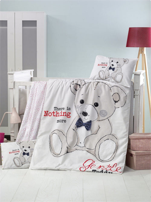 Asir Set lenjerie pentru copii, din bumbac Ranforce, 4 piese, Teddy Multicolor, 100 x 150 cm