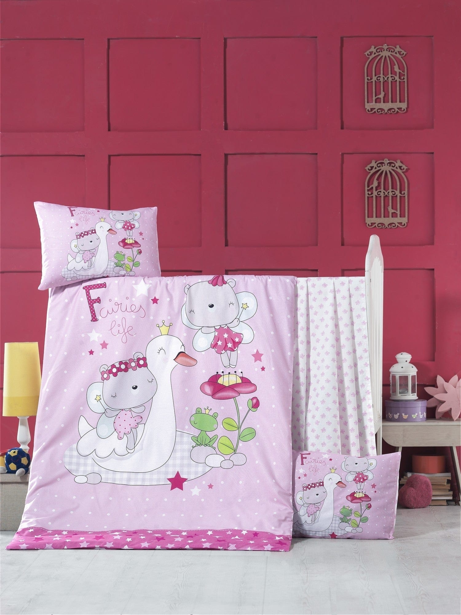 Set lenjerie pentru copii, din bumbac Ranforce, 4 piese, White Swan Multicolor, 100 x 150 cm