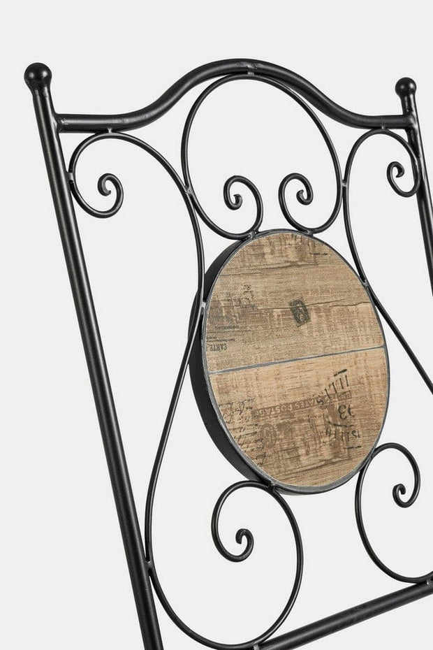 Set masa + 2 scaune pliabile pentru gradina / terasa, din ceramica si metal, Kansas Natural / Negru, Ø60xH75 cm (7)