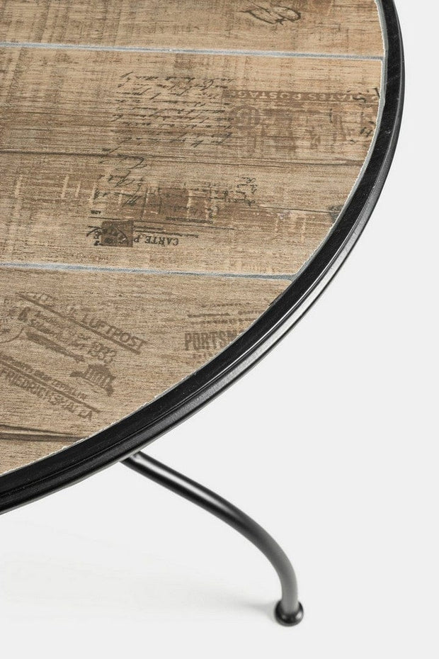 Set masa + 2 scaune pliabile pentru gradina / terasa, din ceramica si metal, Kansas Natural / Negru, Ø60xH75 cm (8)