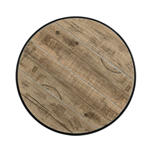 Set masa + 2 scaune pliabile pentru gradina / terasa, din ceramica si metal, Kansas Natural / Negru, Ø60xH75 cm (10)