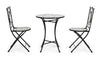 Set masa + 2 scaune pliabile pentru gradina / terasa, din ceramica si metal, Positano Multicolor / Negru, Ø60xH75 cm (1)