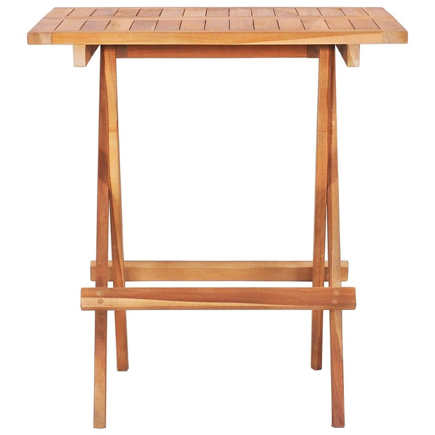 Set masa + 2 scaune pliabile pentru gradina / terasa, din lemn de tec, Arlo Natural / Albastru Deschis, L60xl60xH65 cm (4)