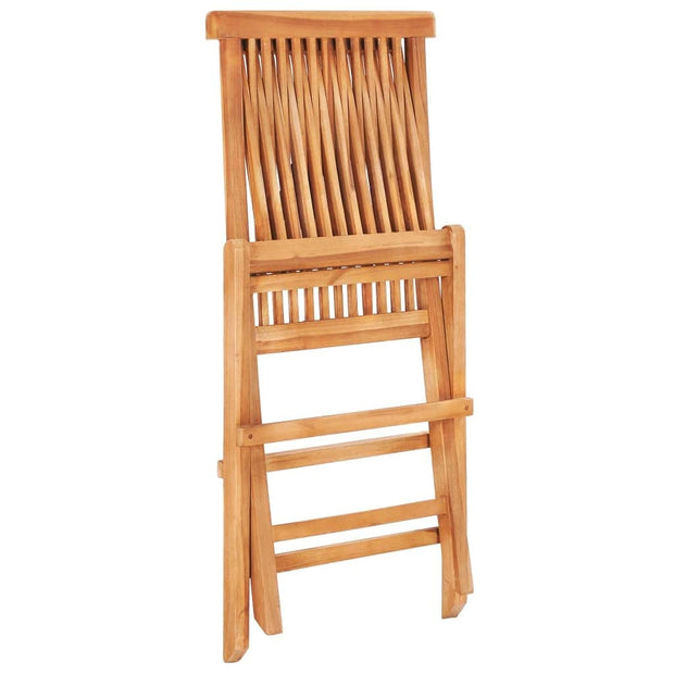 VidaXL Set masa + 2 scaune pliabile pentru gradina / terasa, din lemn de tec, Arlo Natural / Albastru Deschis, L60xl60xH65 cm