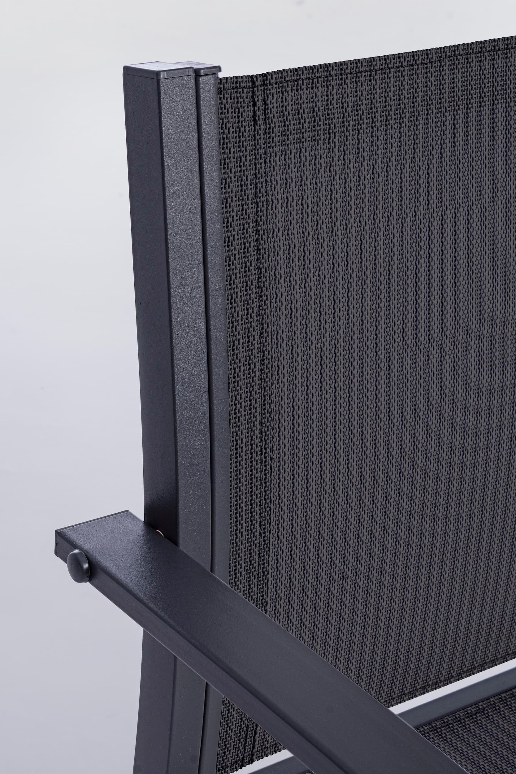 Set masa de cafea + 2 scaune pentru gradina / terasa, din sticla, material textil si metal, Auri Antracit, L45xl45xH38 cm (2)