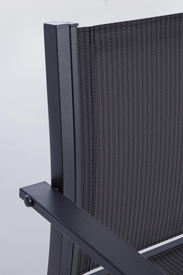 Set masa de cafea + 2 scaune pentru gradina / terasa, din sticla, material textil si metal, Auri Antracit, L45xl45xH38 cm (2)