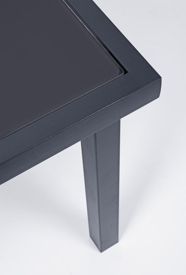 Set masa de cafea + 2 scaune pentru gradina / terasa, din sticla, material textil si metal, Auri Antracit, L45xl45xH38 cm (4)