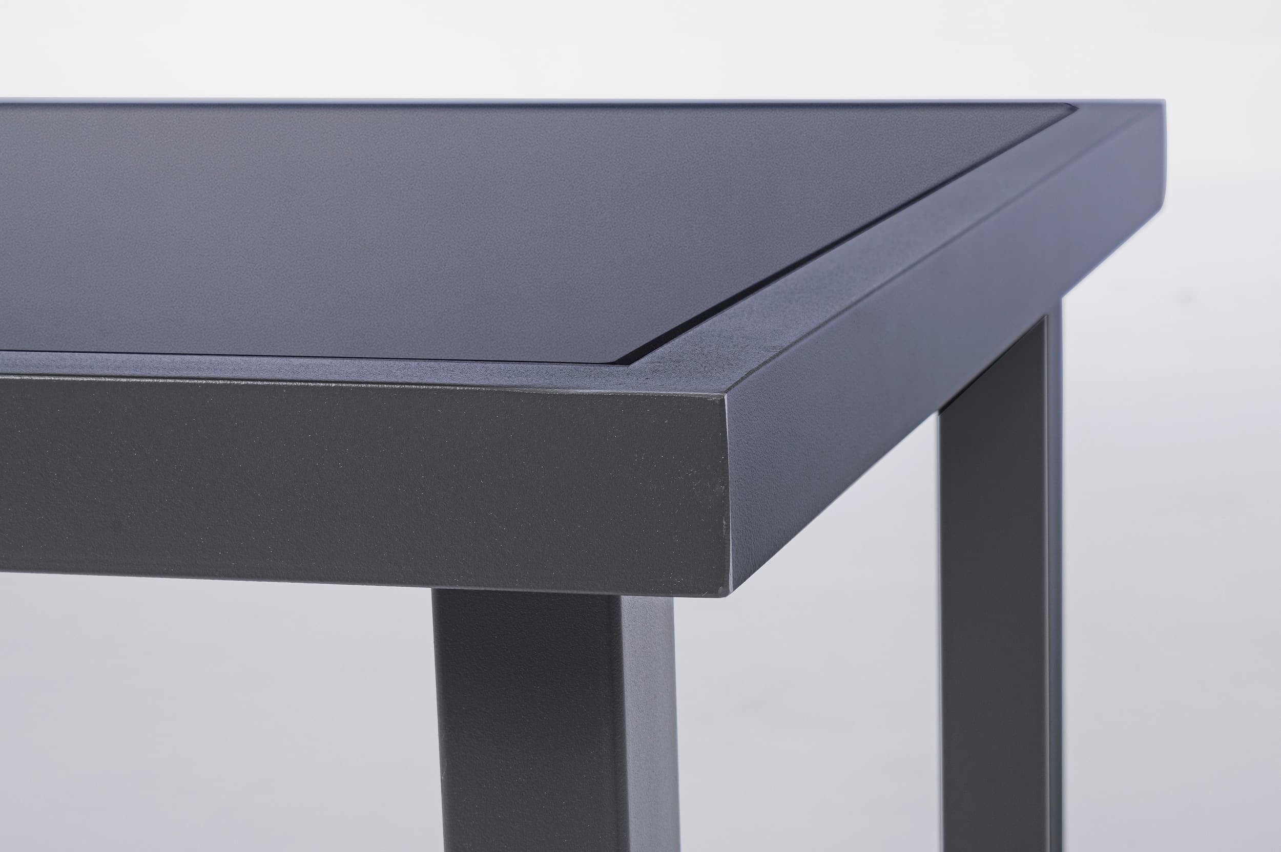 Set masa de cafea + 2 scaune pentru gradina / terasa, din sticla, material textil si metal, Auri Antracit, L45xl45xH38 cm (5)